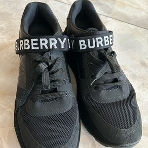 Burberry Black Athletic Shoes with Logo Strap